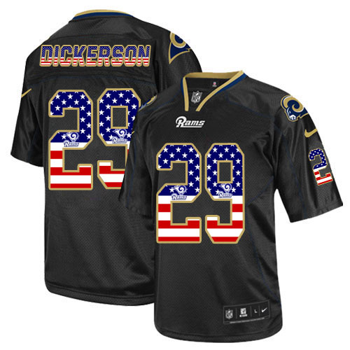 Men's Limited Eric Dickerson Nike Jersey Black - #29 USA Flag Fashion NFL Los Angeles Rams
